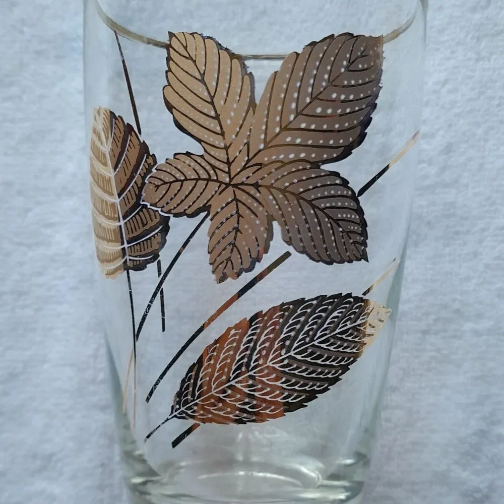 Libbey Gold Leaf Glasses Set of 4 Vintage